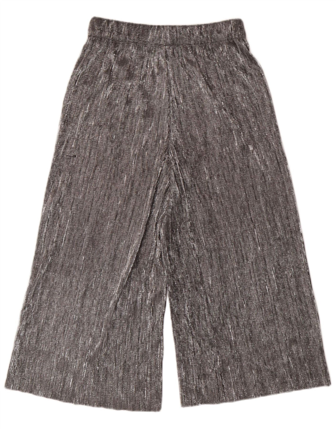 ZARA Capribukser med brede ben til kvinder XS W24 L20 Sølv Polyester