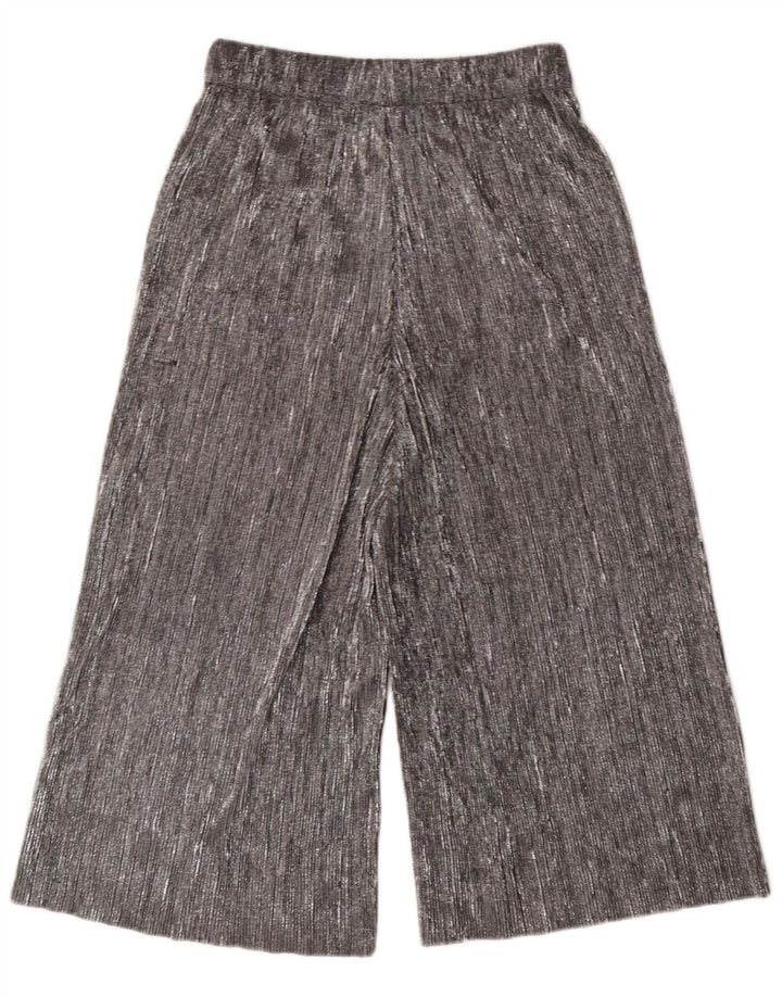 ZARA Capribukser med brede ben til kvinder XS W24 L20 Sølv Polyester