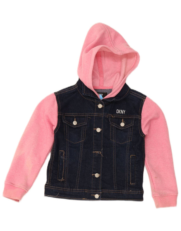 Dkny Pige Hætte denimjakke 5-6 År Marineblå Colourblock Bomuld