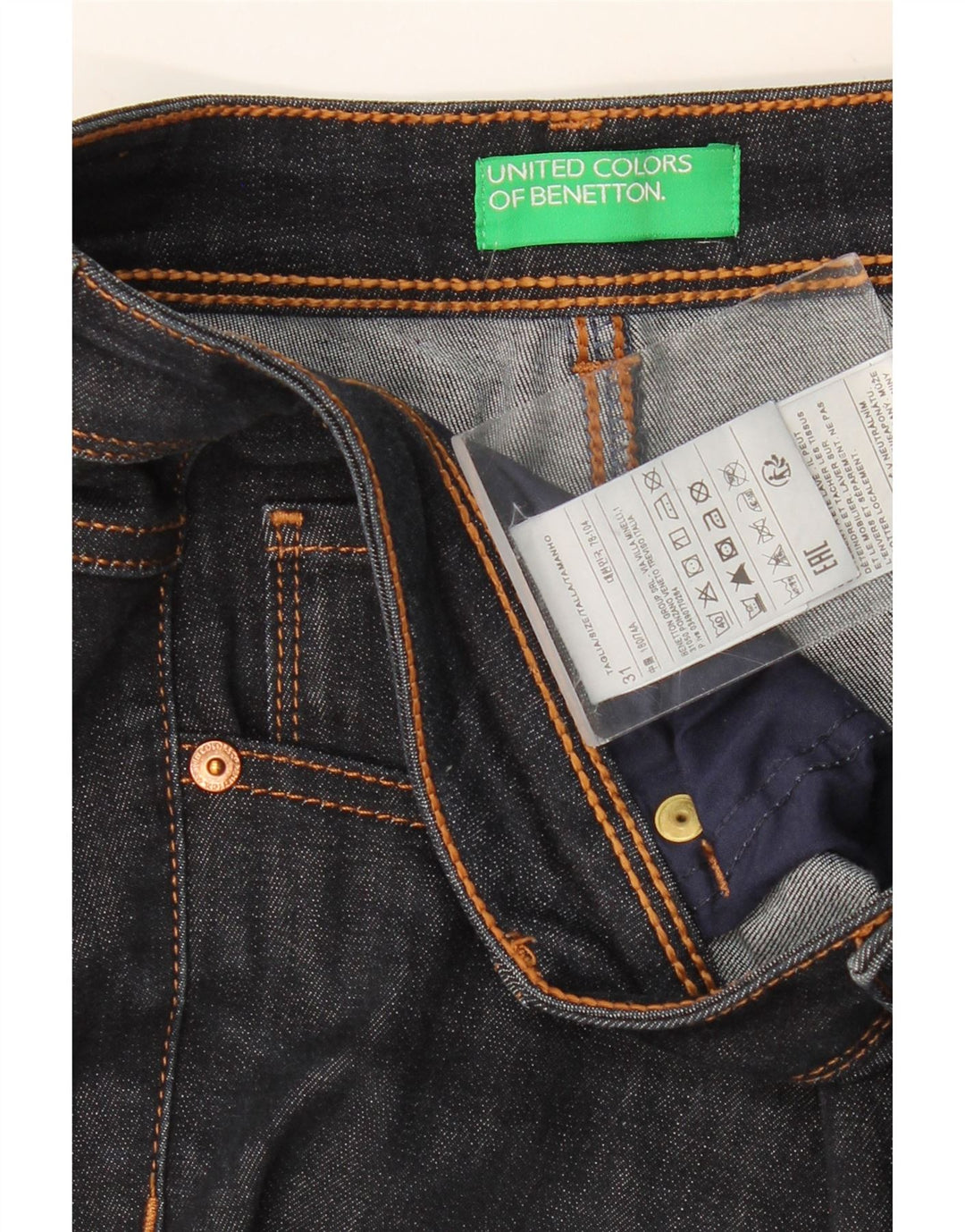 BENETTON Lige jeans til kvinder W31 L30 Marineblå bomuld