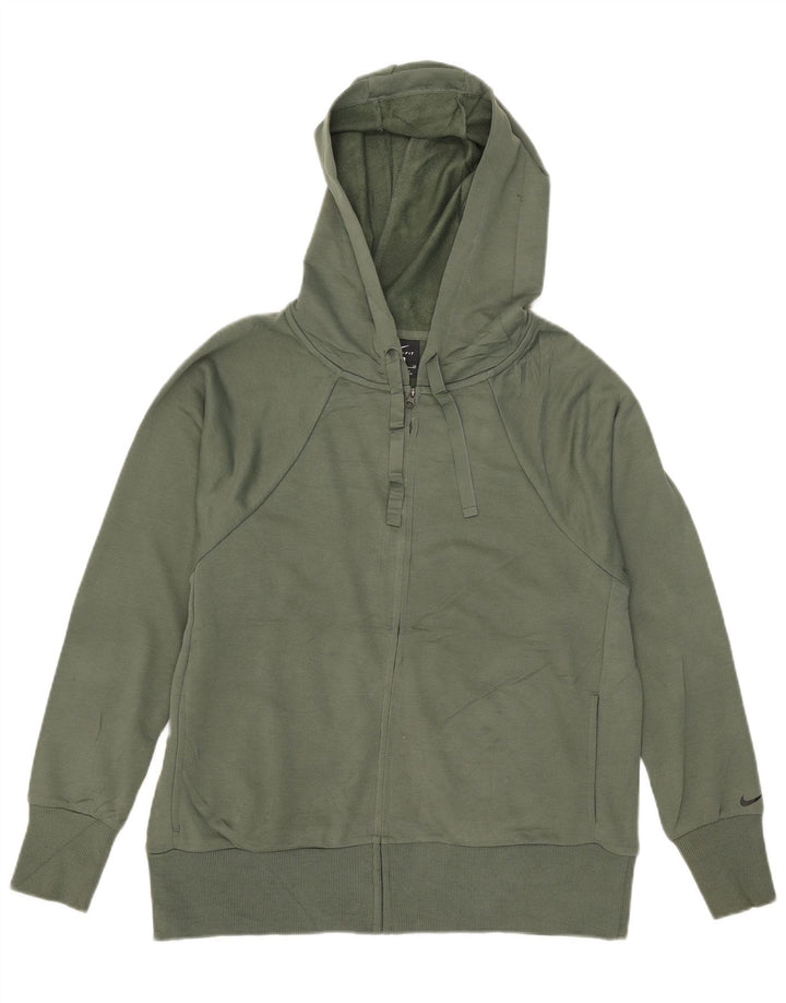 NIKE Herre Dri Fit hættetrøje med lynlås, lille grøn polyester