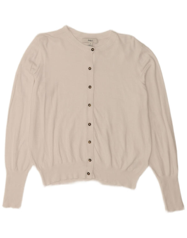 Marks & Spencer Dame Cardigan Sweater UK 14 Medium White Viscose