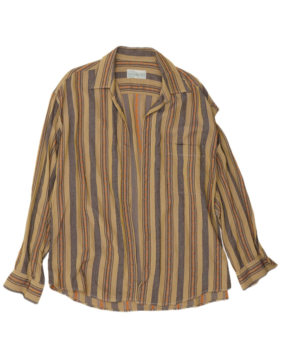 Vintage herreskjorte XL Khaki stribet viskose