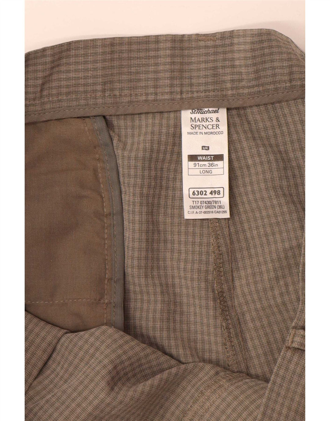 Marks & Spencer Chino Shorts til mænd W36 Large grøn ternet polyester