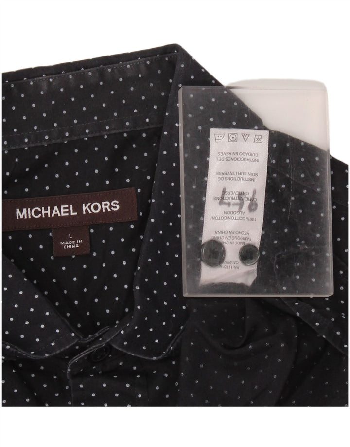 MICHAEL KORS Herreskjorte Stor sort plettet bomuld