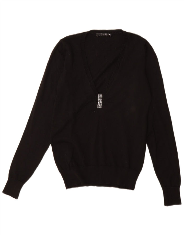LIU JO Dame Oversized V-hals sweater IT 40 Lille Sort