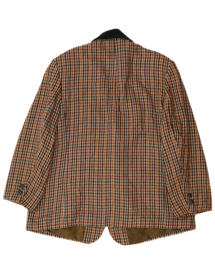 Vintage dame 3-knaps blazerjakke UK 22 3XL flerfarvet Houndstooth
