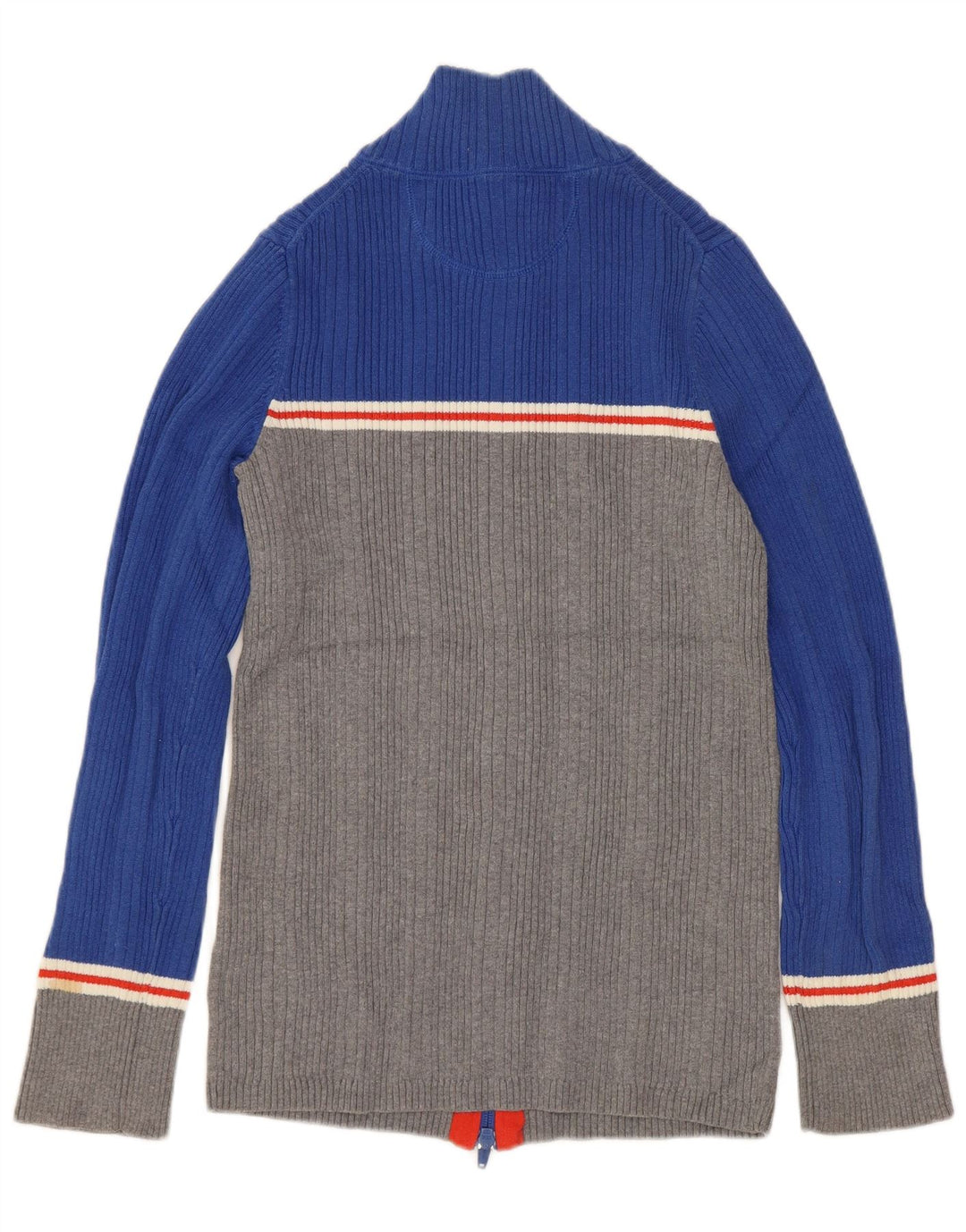Eddie Bauer Dame Cardigan Sweater UK 12 Medium Blue Colourblock Bomuld