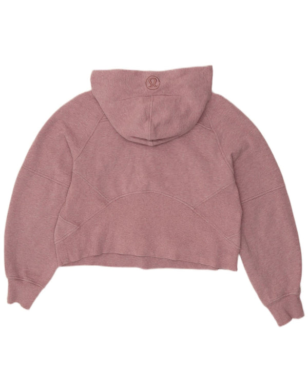 Lululemon Dame Crop Zip Neck Hoodie Jumper UK 14 Medium Pink