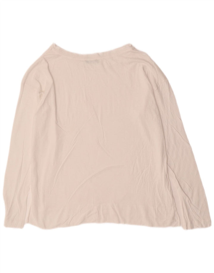 BENETTON Dame Boat Neck Jumper Sweater UK 14 Medium White