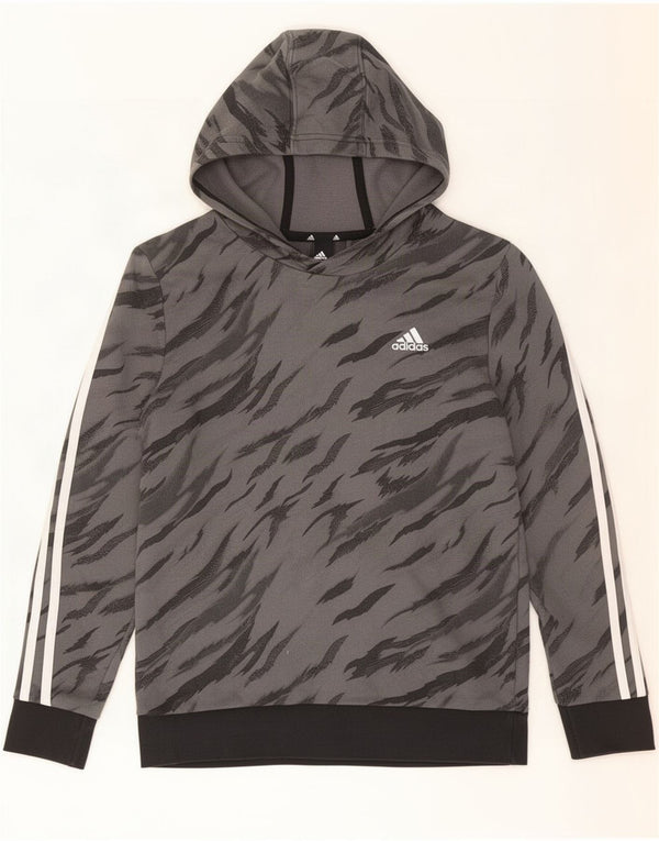 Adidas Boys Hoodie Jumper 13-14 år Grå Animal Print Bomuld