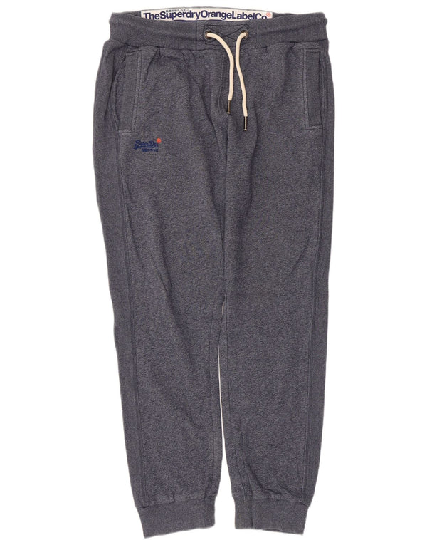 Superdry Herre Slim Fit træningsdragt Bukser Joggers Large Navy Blue Flecked