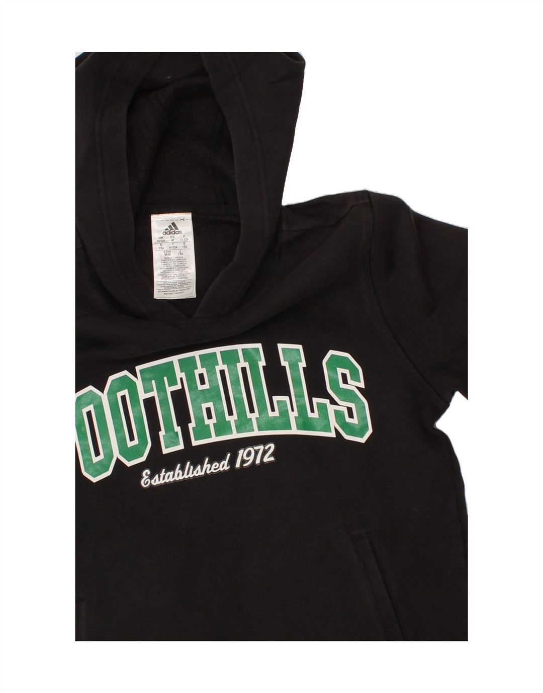 ADIDAS Boys Graphic Hoodie Jumper 11-12 Years Black Polyester Vintage Adidas and Second-Hand Adidas from Messina Hembry 
