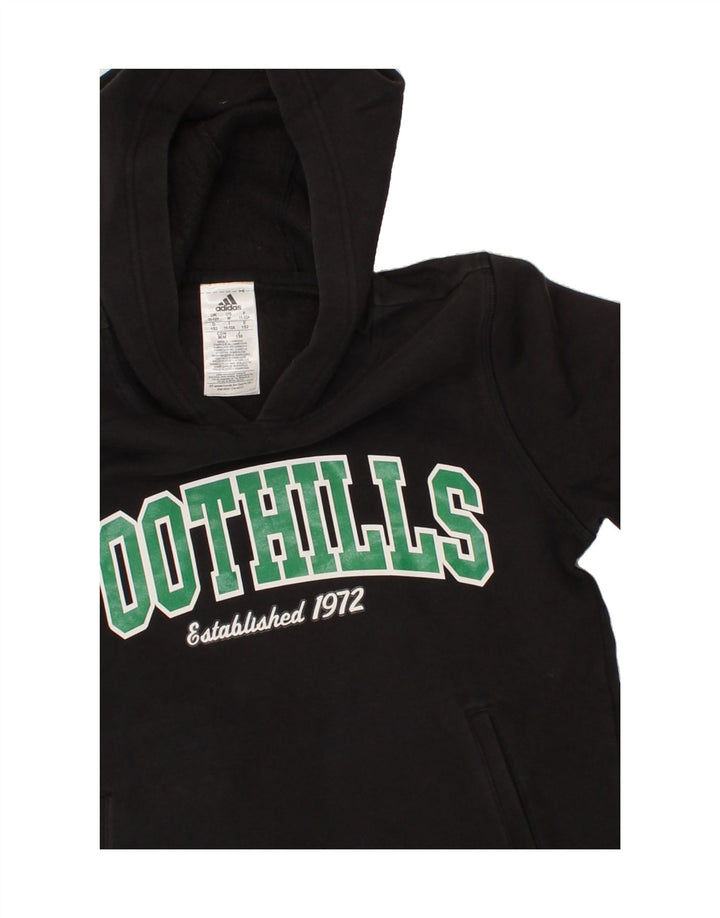 ADIDAS Boys Graphic Hoodie Jumper 11-12 Years Black Polyester Vintage Adidas and Second-Hand Adidas from Messina Hembry 