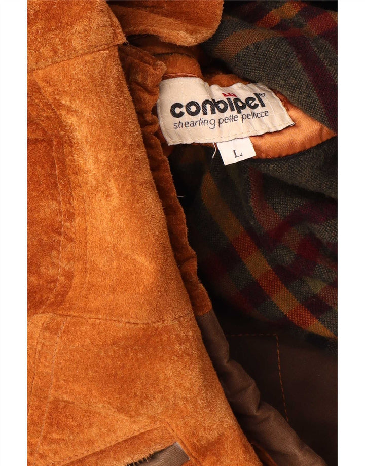 Conbipel Herre Natural Wear Ruskind Overfrakke UK 40 Stort brunt læder