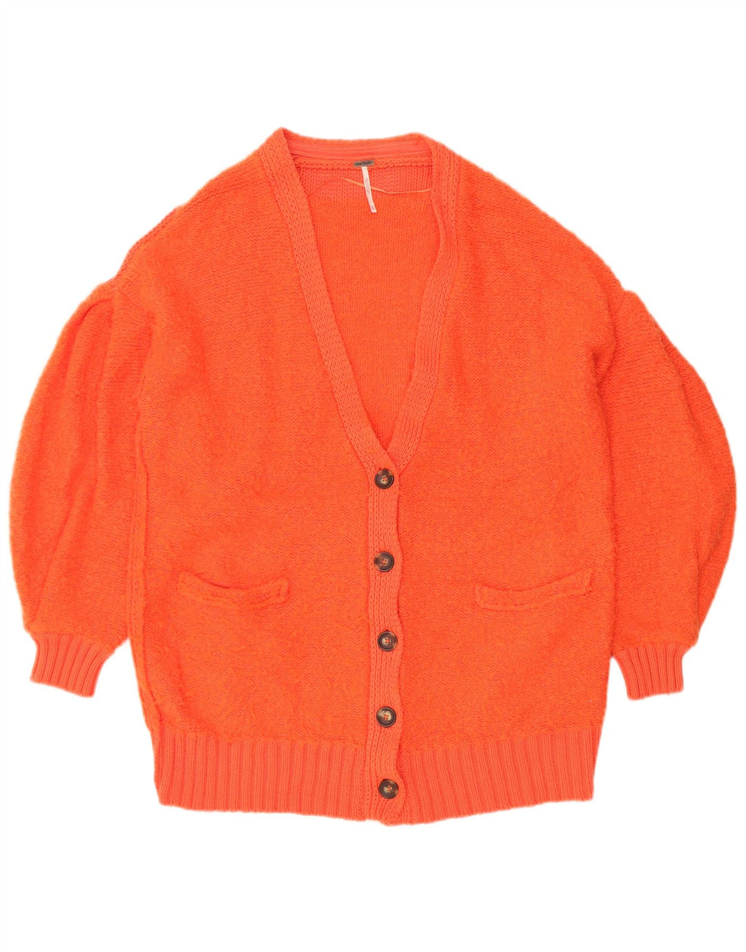 PEOPLE TREE Dame oversized cardigan sweater UK 6 XS Orange Bomuld