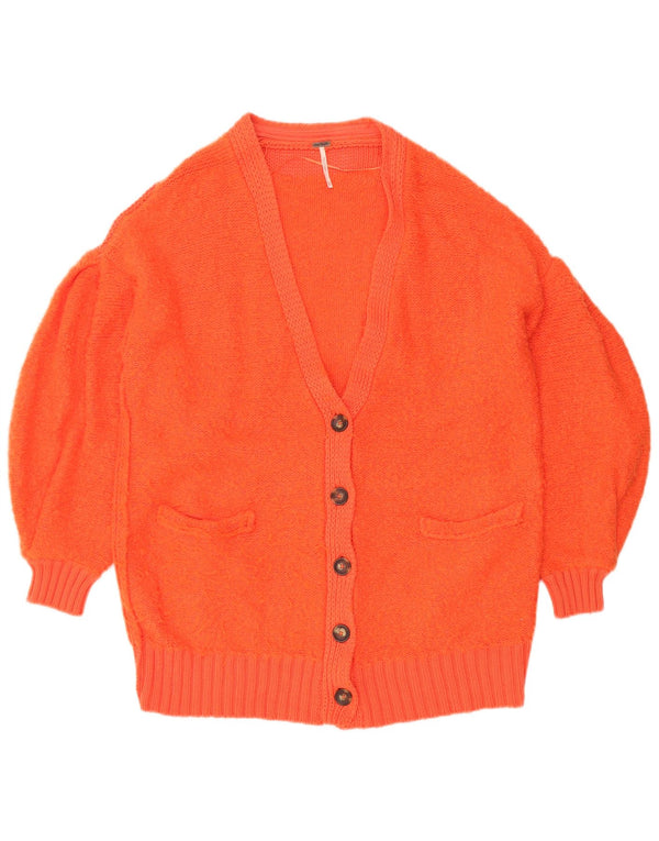 PEOPLE TREE Dame oversized cardigan sweater UK 6 XS Orange Bomuld