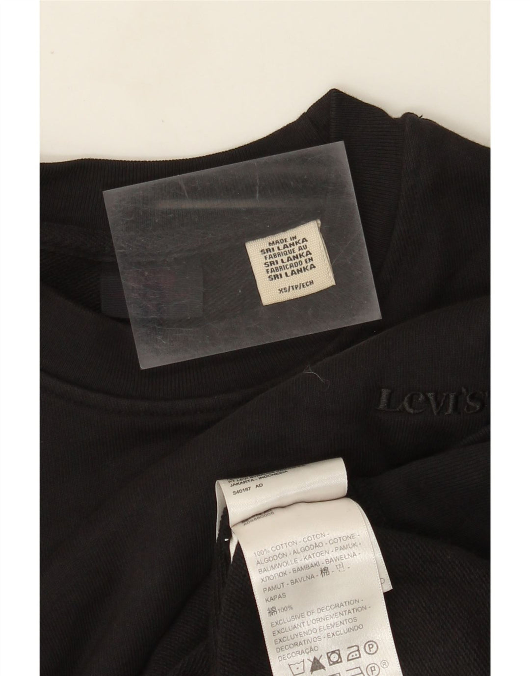 Levi's Dame Oversized Sweatshirt Jumper UK 6 XS Sort Bomuld