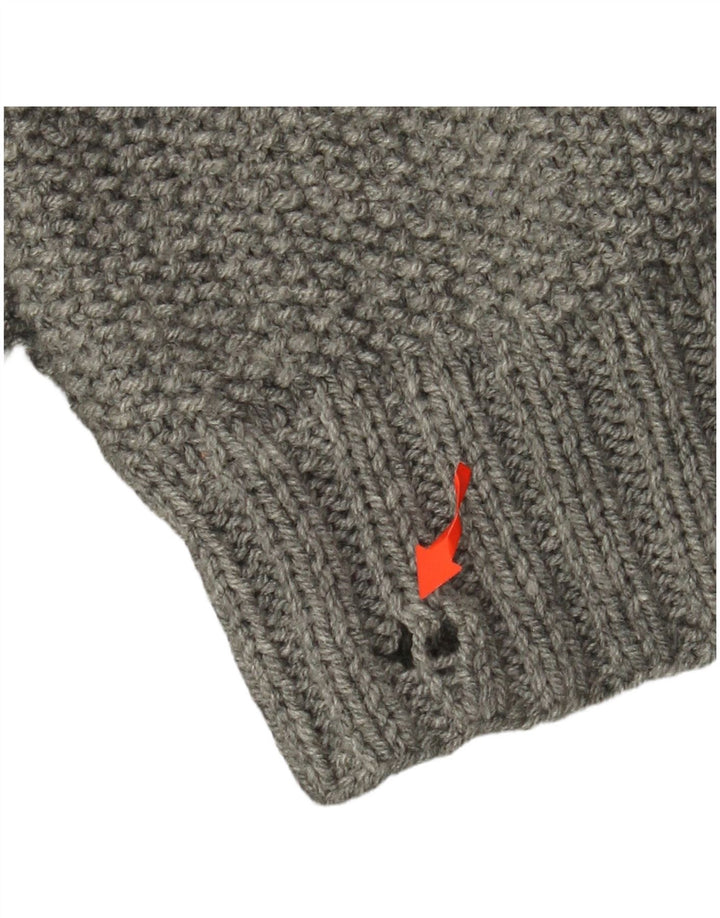 VINTAGE Dame Oversized rullehals sweater UK 22 3XL Grå