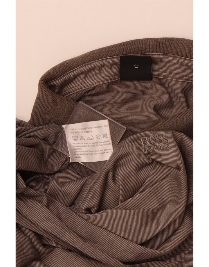 HUGO BOSS Poloskjorte til mænd, stor grå nålestribet bomuld