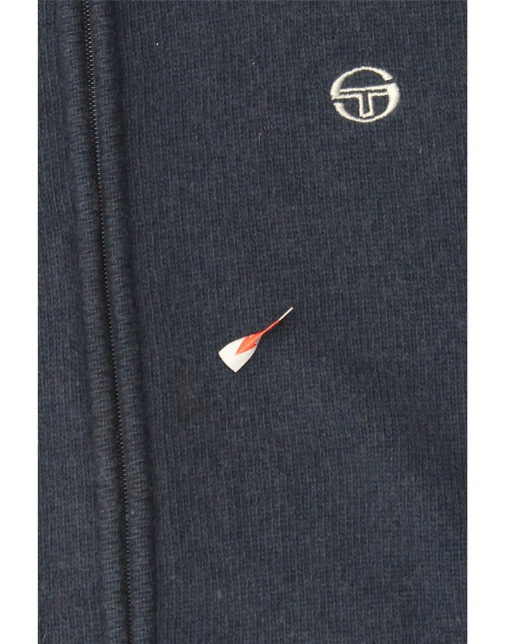 Sergio Tacchini Dame ærmeløs cardigan sweater UK 12 Medium Navy Blue