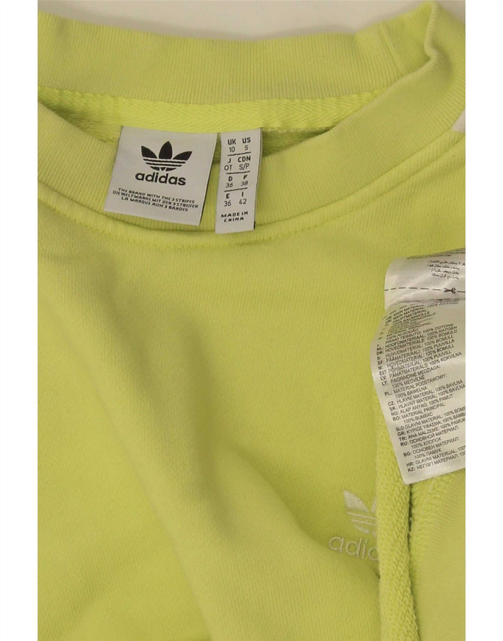 Adidas Dame Oversized Sweatshirt Jumper UK 10 Lille Gul Bomuld