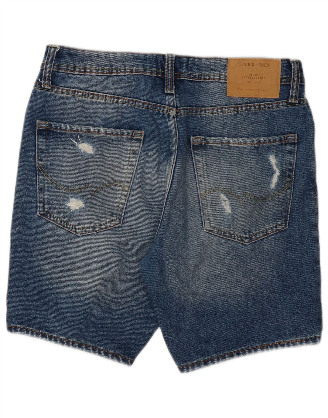 Jack & Jones Herre Distressed Regular Fit denimshorts Små W28 blå bomuld