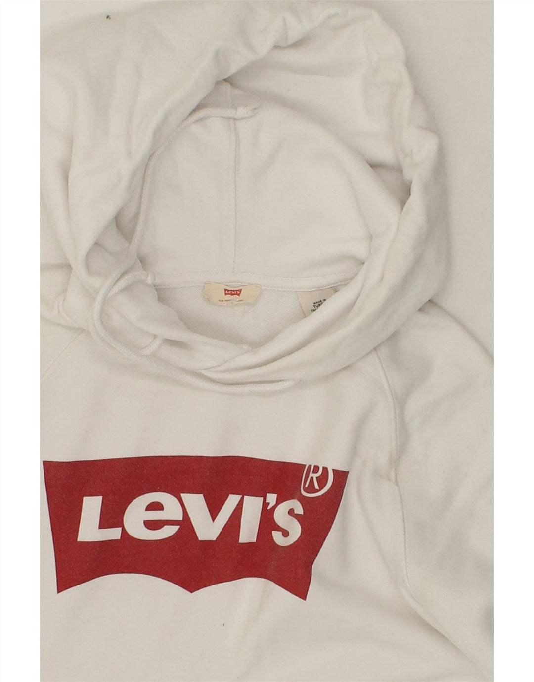 LEVI'S Womens Graphic Hoodie Jumper UK 14 Medium White Cotton Vintage Levi's and Second-Hand Levi's from Messina Hembry 