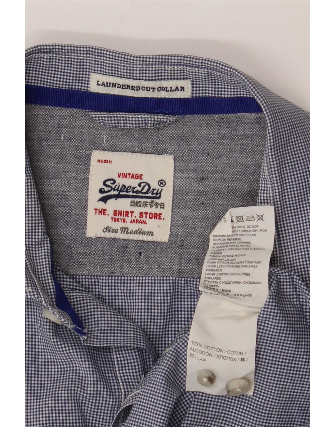 SUPERDRY Herreskjorte Medium Marineblå Gingham Bomuld
