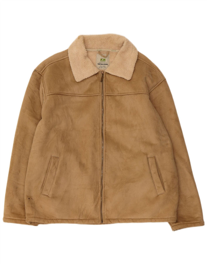 Vintage Herre Sherpa Jacket UK 42 XL Beige Polyester
