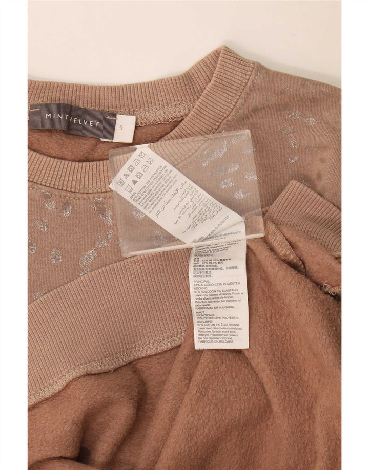 MINT FLØJL Dame abstrakt mønster sweatshirt DK 10 Small Beige