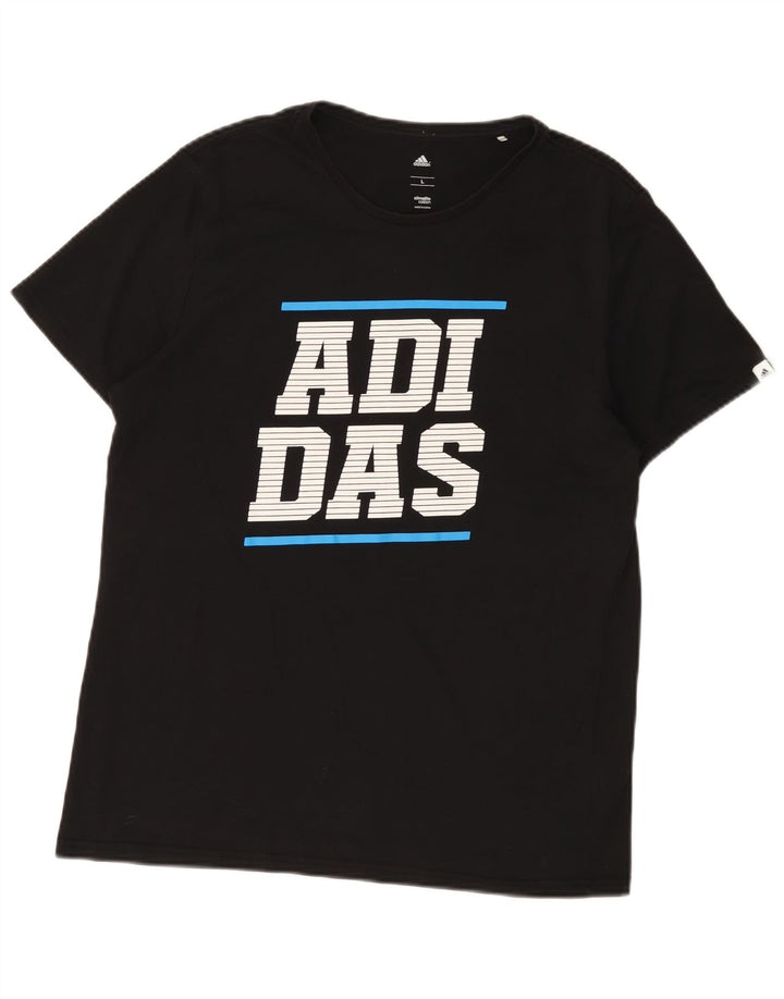 Adidas Herre Climalite Grafisk T-Shirt Top Stor Sort Bomuld