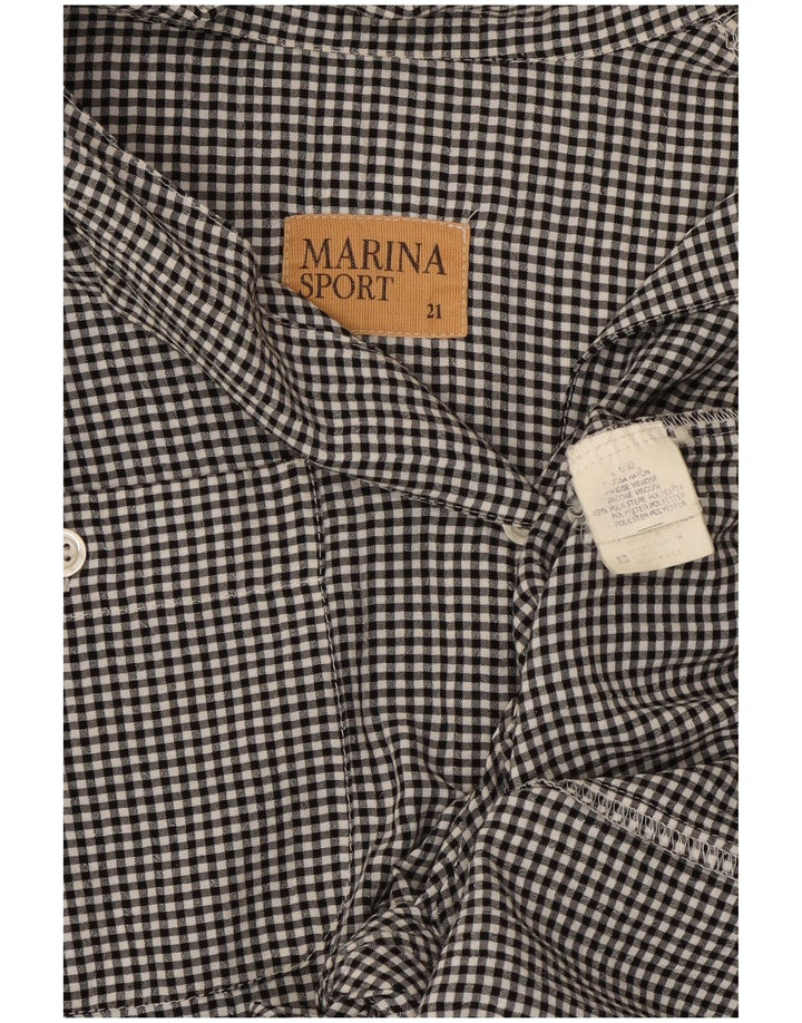Marina Sport Dame Front Tie Shirt Bluse Størrelse 21 Medium Sort Gingham