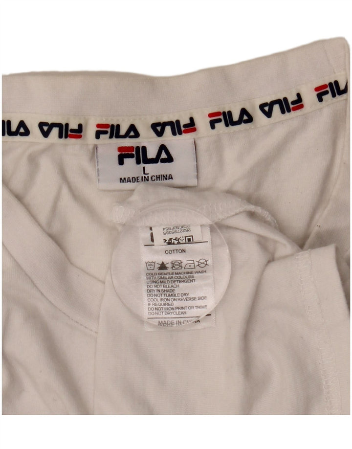 Fila Herre Grafisk T-Shirt Top Stor Hvid Bomuld