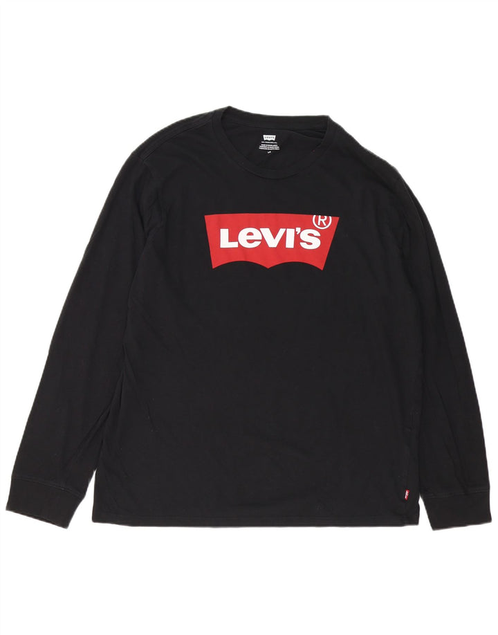 Levi's Herre grafisk top langærmet stor sort bomuld