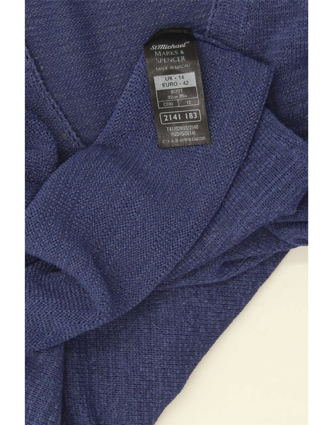 Marks & Spencer Dame Crop Cardigan Sweater UK 14 Large Navy Blue