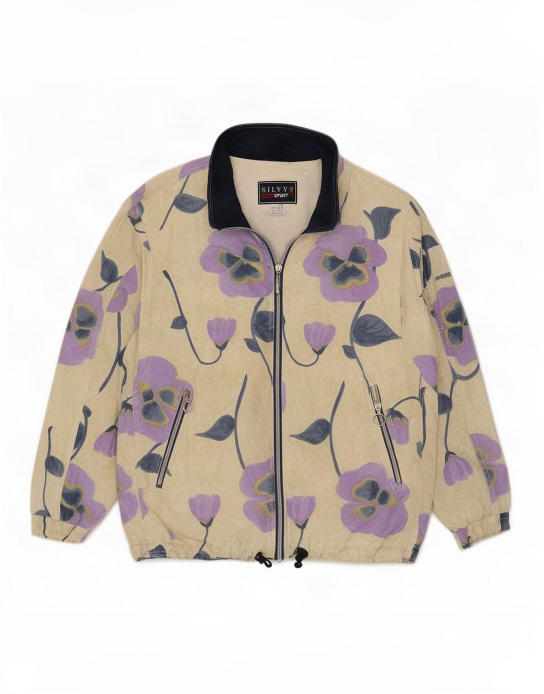 Silvy Womens Oversized træningsdragt Topjakke IT 42 Medium Beige Floral