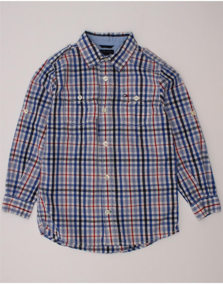 Tommy Hilfiger drengeskjorte 5-6 år blå ternet bomuld