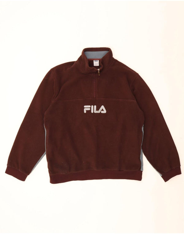 Fila Herre grafisk lynlås-hals Fleece Jumper Medium Brun Colourblock