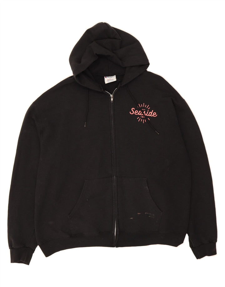 CHAMPION Mens Zip Hoodie Sweater 2XL Black Cotton Vintage Champion and Second-Hand Champion from Messina Hembry 