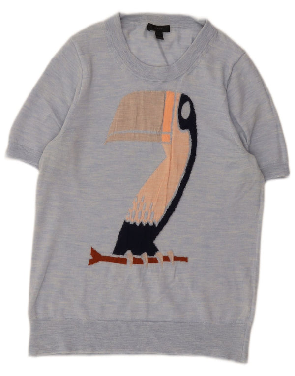 J. Crew Womens Boat Neck Jumper Sweater UK 14 Large Blue Novelty