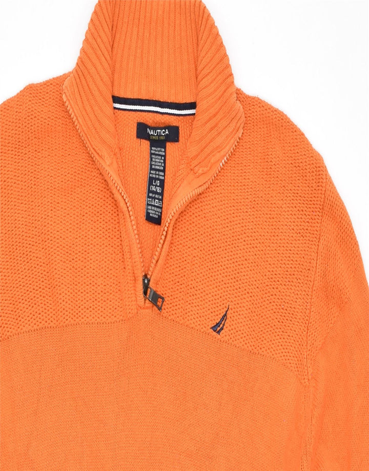 NAUTICA Boys Loose Fit Zip Neck Jumper Sweater 15-16 Years Large Orange | Vintage | Thrift | Second-Hand | Used Clothing | Messina Hembry 