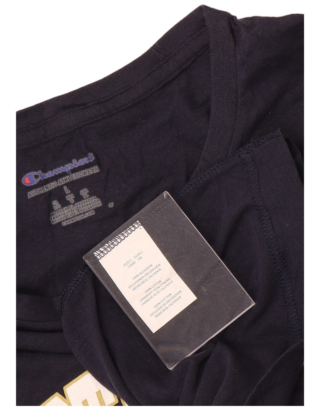 Champion Kvinder Notre Dame grafisk T-shirt top UK 16 Stor marineblå bomuld