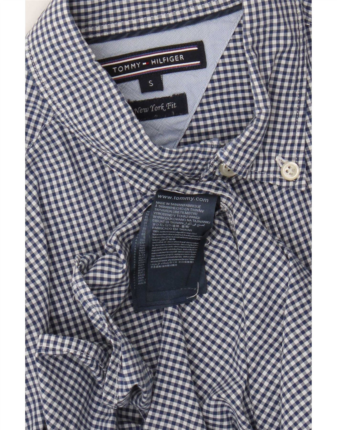 Tommy Hilfiger Herreskjorte Lille marineblå Gingham Bomuld