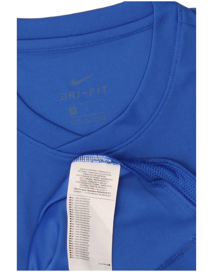 Nike Herre Dri Fit grafisk T-shirt top mellemblå polyester