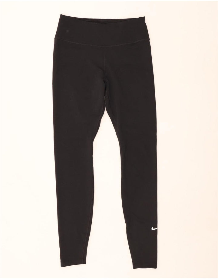 NIKE Dame Dri Fit Leggings UK 12 Medium Sort Polyester