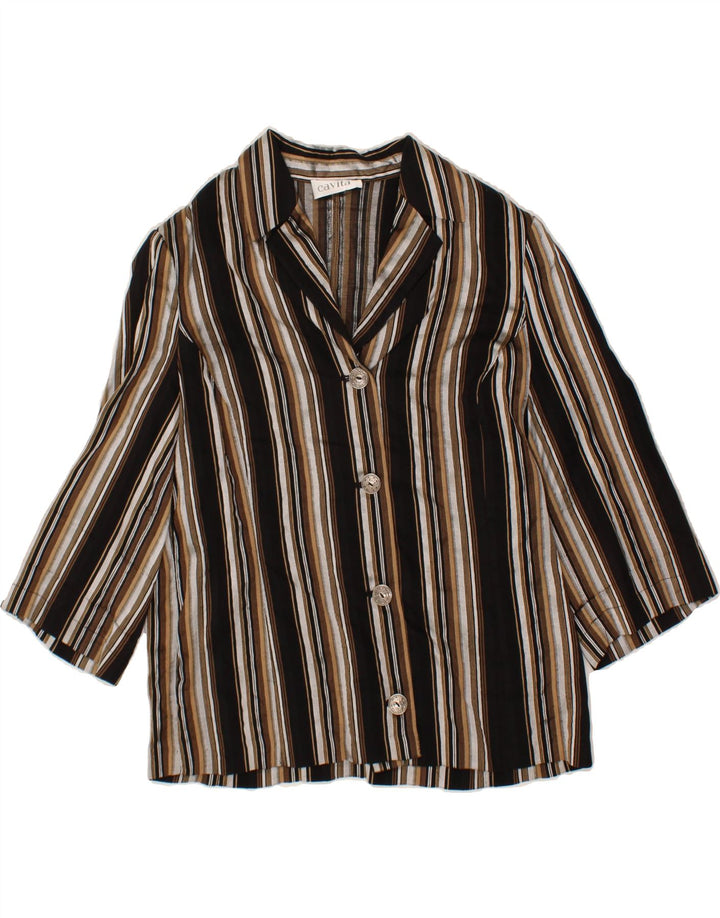 CAVITA Womens 4 Button Blazer Jacket UK 14 Medium Multicoloured Striped Vintage CAVITA and Second-Hand CAVITA from Messina Hembry 