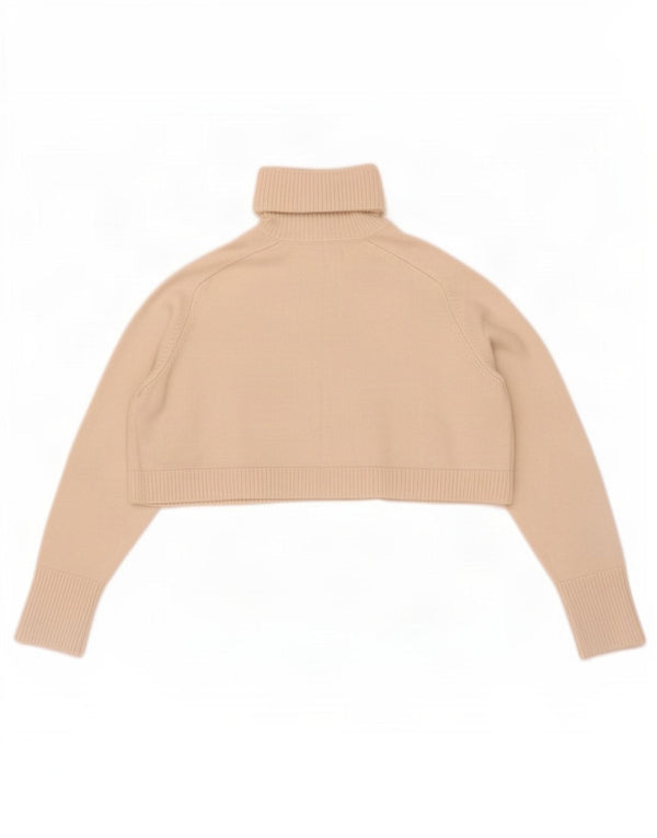 Zara Womens Crop Oversized rullehals sweater UK 10 Small Off White