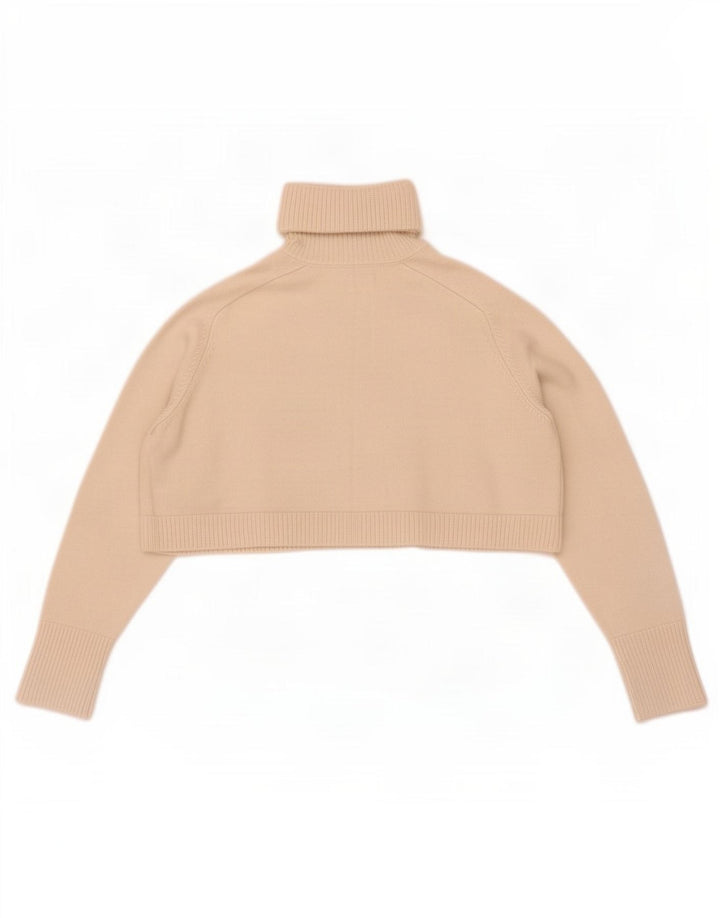 Zara Womens Crop Oversized rullehals sweater UK 10 Small Off White