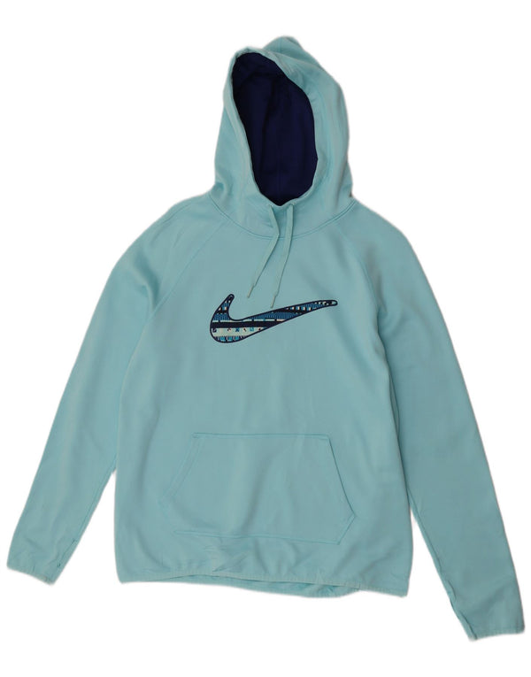 Nike Dame Therma-Fit grafisk hættetrøje Jumper UK 14 Medium Blue Polyester